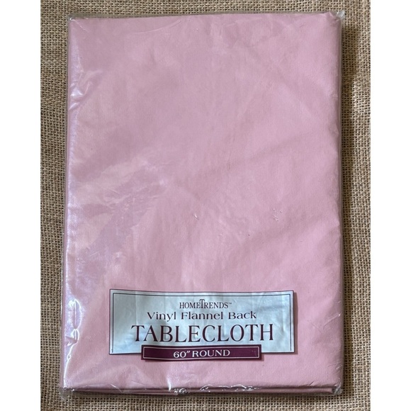 Other - New Light Pink Vinyl Flannel Back Tablecloth 60 Inch Round Cottage Core